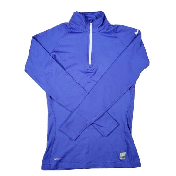 Nike Pro Nike Fit Womens S(4-6) Purple Athletic Track Jacket 1/4 Zip Stretch LS - Picture 1 of 11